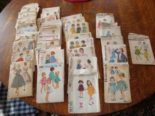LOT OF 40 VINTAGE SEWING PATTERNS WOMENS & CHILDRENS CLOTHING ALL 50s 