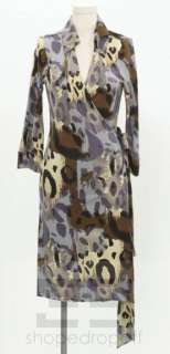 Diane Von Furstenberg Neutral Paper Cheetah Wrap Dress Size 10 NEW 