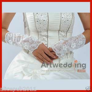Fingerless Applique Applique Lace Bridal Wedding Gloves  