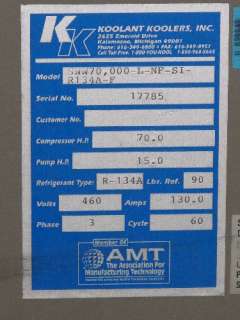 KOOLANT KOOLERS SWW70,000 L NF SI R134 F CHILLER  
