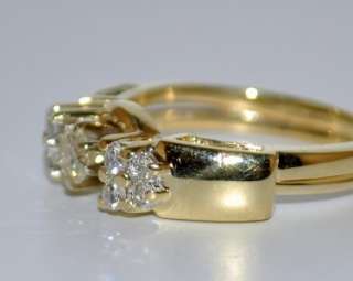   WEDDING SET 14K YELLOW GOLD 2 PC ENGAGEMENT RING + BAND .4ct SOLITAIRE