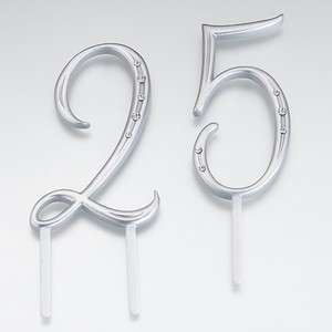   Silver Crystal Number 3 Three Birthday Anniversary Cake Topper Caketop