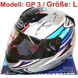 Motorradhelm GP3 Größe L, Silber, ECE geprüft  Motorrad