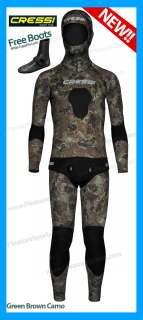 Cressi Camouflage Camo Wetsuit Sub Technica FREE BOOTS  