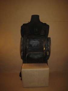 FRYE Vintage Black Leather Backpack Rucksack Knapsack Bag Simple Rare 