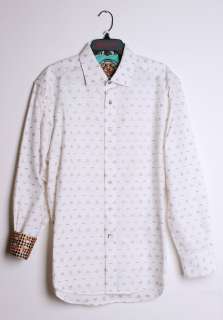 Robert Graham CANYON Oxford Linen Button Front Abstract Long Sleeve 