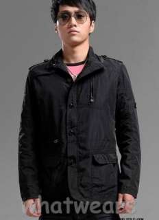 Mens Stand Collar Zip Up Coat Jacket 2 Color 4 Sizes  