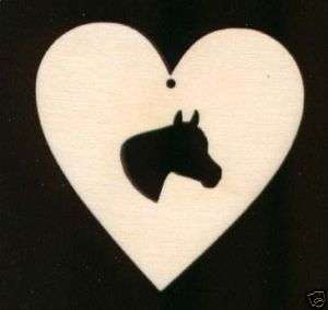 Horse Head in Heart Shape 2 Unfinished Wood #382 2H  