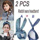 pc korean style rabbit ear ribbon head hair band