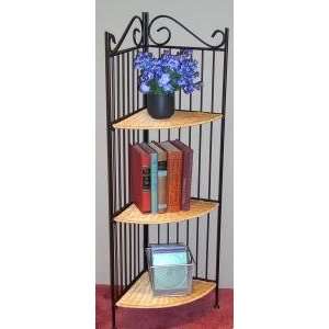 4D Concepts 3 Tier Corner Bookcase with Wicker Shelves