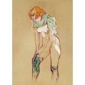 Keilrahmenbild (80 x 112, de Toulouse Lautrec) von Frau beim Anziehen 