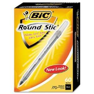  BIC Round Stic Ballpoint Pen   Translucent Barrel, Black 