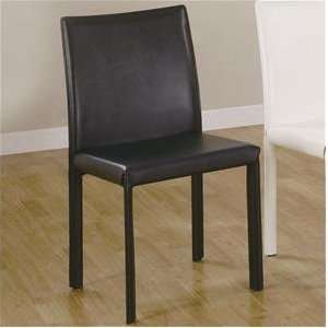  Sleek Contemporary Armless Chair in Black Leather Like 