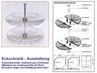 Eckschrank Ausstattung Rondell Drehboden Drahtboden 72  