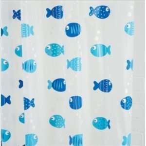  Croydex AE282524YWH Wiggly Fish Vinyl Shower Curtain