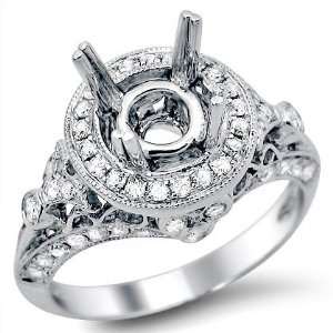  .75ct Round Diamond Semi Mount Setting Engagement Ring 14k 