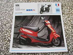   1992 MBK 50 Evolis / Yamaha 50 Zest Fiche scooter Card