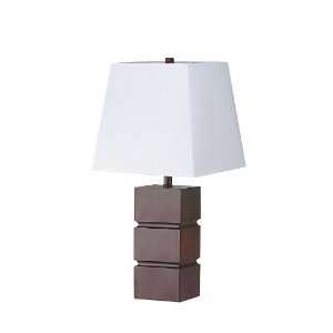  Welcome iHome Table Lamp with Cube Shape Base in Walnut 