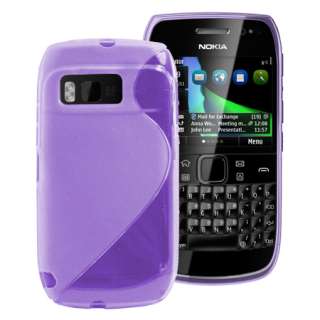   Magic Store   Purple S Line Wave Gel Case For Nokia E6 E 6 + LCD Film