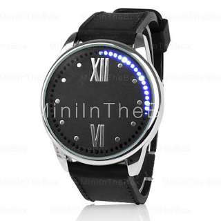   Round Black Dial Black Silicone Band LED Touch Screen Wrist Watch