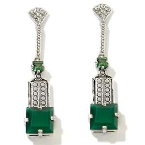   and Green Topaz Sterling Silver Art Deco Earrings 