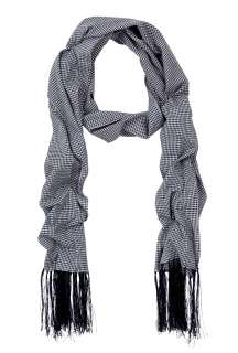 Fred Perry  Black White Gingham Cotton Fringed Scarf by Fred Perry