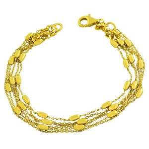  18 Karat Yellow Gold over Silver 6 strand Beads Sation Bracelet 