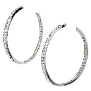   KRISTINA ~ Large CZ Stainless Steel Cubic Zirconia Hoop Earrings