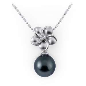 Tahitian Black Pearl Necklace with Diamond Maui Divers of 