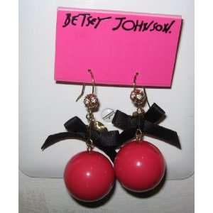   Betsey Johnson Pink Balls Black Bow Earrings Arts, Crafts & Sewing