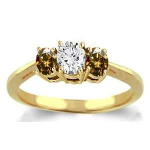  3 stone diamond engagement ring champagne diamond ring 