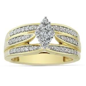 10k Yellow Gold Marquise Cluster Diamond Ring (1/2 cttw I J Color, I2 
