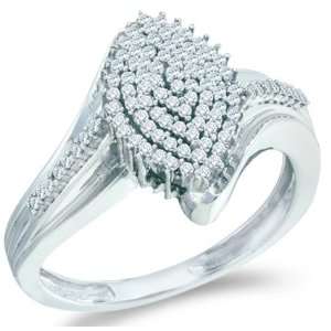   Cluster Pave Setting Round Cut Ladies Diamond Engagement Ring Band