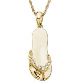   Diamond 14K Yellow Gold Flip Flop Sandal Pendant P&P Luxury Jewelry