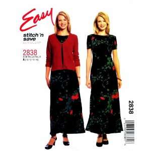 McCalls 2838 Sewing Pattern Raised Waist Dress Collarless Jacket Size 