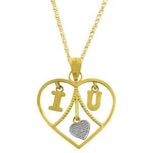  Two Tone Gold Diamond Accent Heart Pendant With 18 inch Rope Chain