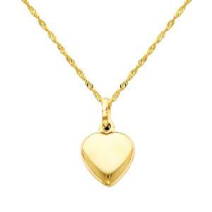  14K Yellow Gold Medium Heart Charm Pendant with Yellow 