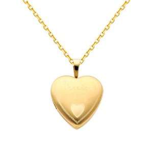 14K Yellow Gold Engraved Heart Forever in my Locket Pendant (0.65 