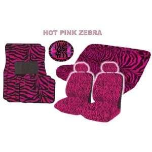  15 Pieces Hot Pink Zebra Low Back Seat Covers Bench Seat 