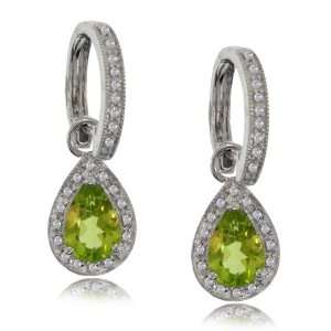   Huggie Earrings W/ Diamond 14K White Gold Pear GEMaffair Jewelry