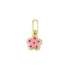   Gold Pink Enamel Polka Dot Flower Charm (5mm/10mm with Bail) Jewelry