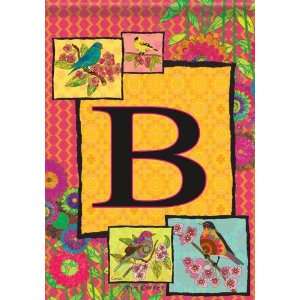  Colorful Monogram B Bird Floral Double Sided Garden Flag 