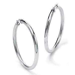   Stainless Steel Tubular Hoop Pierced Earrings 1 3/4 Diameter Jewelry