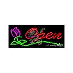 Open rose LED Sign 11 inch tall x 27 inch wide x 3.5 inch deep outdoor 