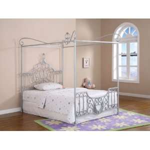  Princess Rebecca Sparkle Silver Canopy Full Size Bed 374 