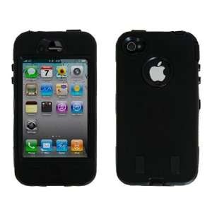   black apple iphone hard defender case cover and film for 4 4g with