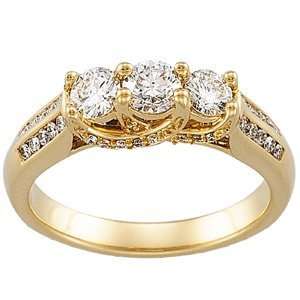   Gold Three 3 Stone Diamond Bridal Engagement Ring Size 6.0 Jewelry