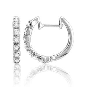  14k White Gold Diamond Round Hoop Earrings (1/5 cttw, G H Color 