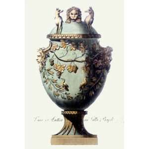 Vase   Pl. VI Green Etching , Classical Design Engraving Intaglio 