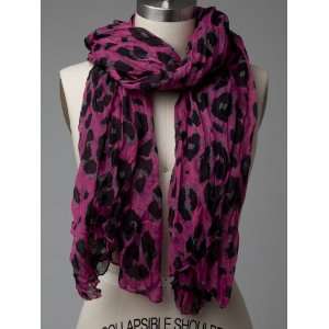  Bright Colors with Animal Printed Scarf/Shawl HOT PINK 